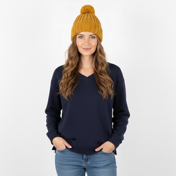 Orvis Classic Collection V Neck Modal Blend Black Soft comfy Sweater Women's L - Picture 1 of 6